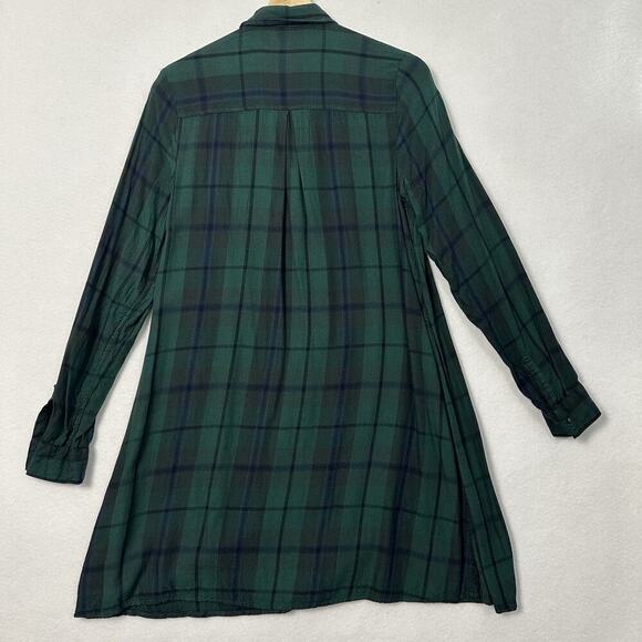 Old Navy Shirt Dress Womens Small Tall Green Plaid Preppy Grunge Country Skate - Picture 5 of 11